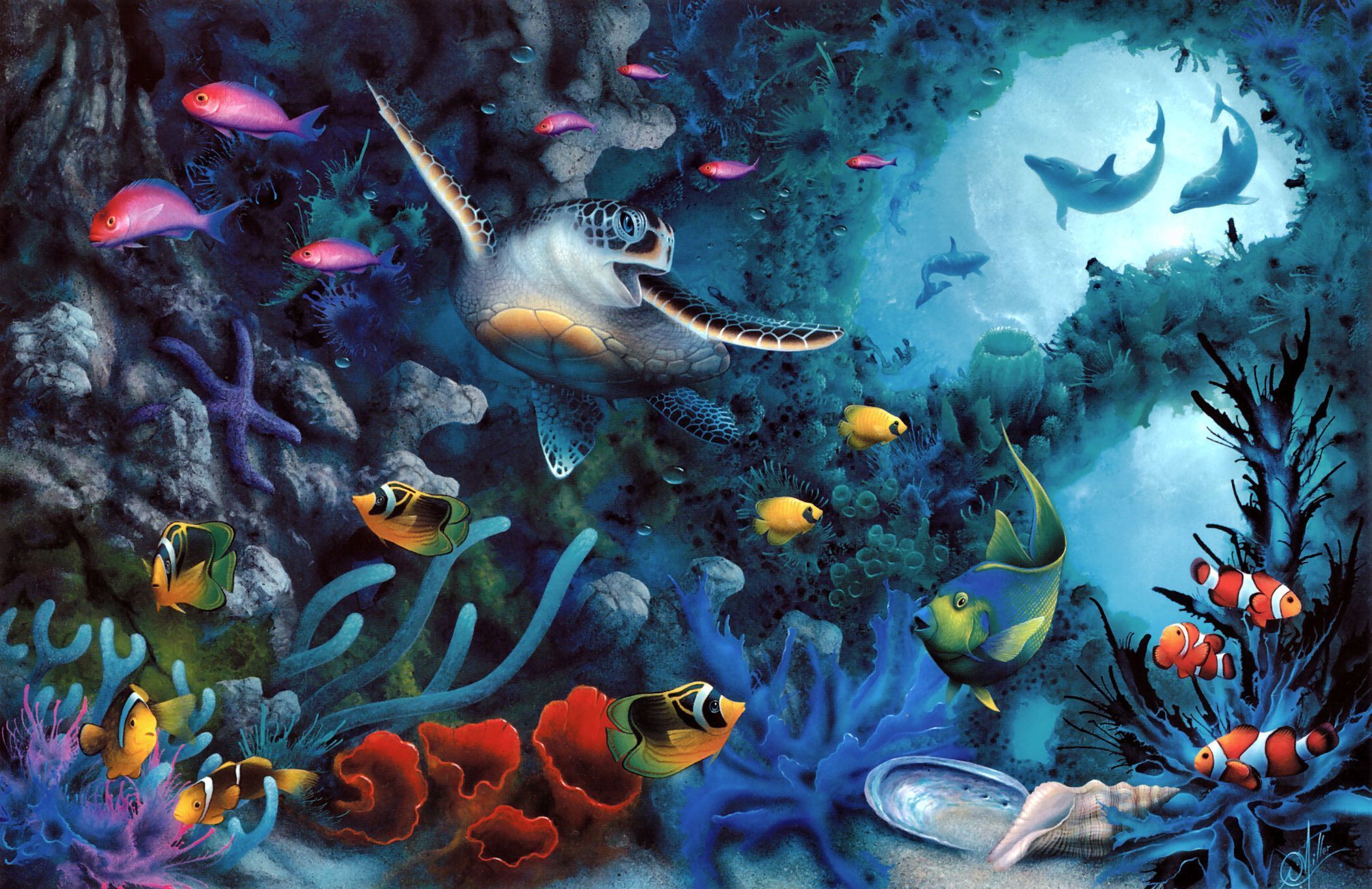 Free download Animal Sea Life Artistic Ocean Turtle Fish Reef ...