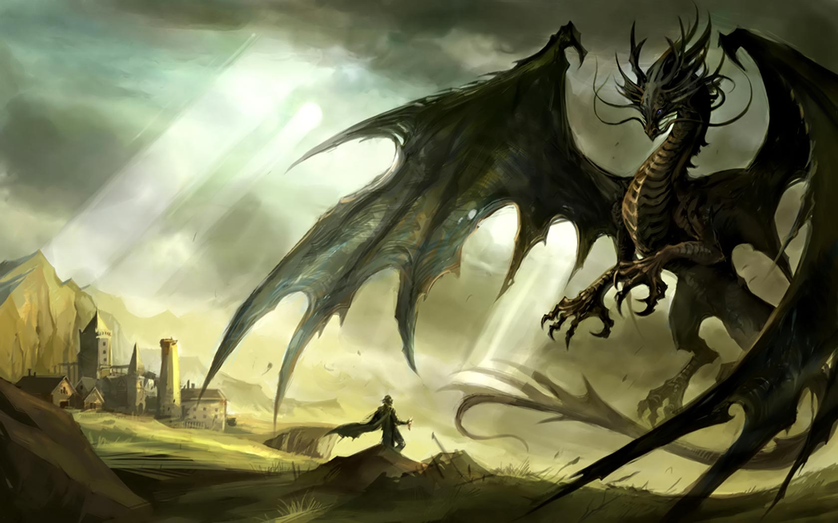 Dragon And Knight Desktop Background Wallpaper