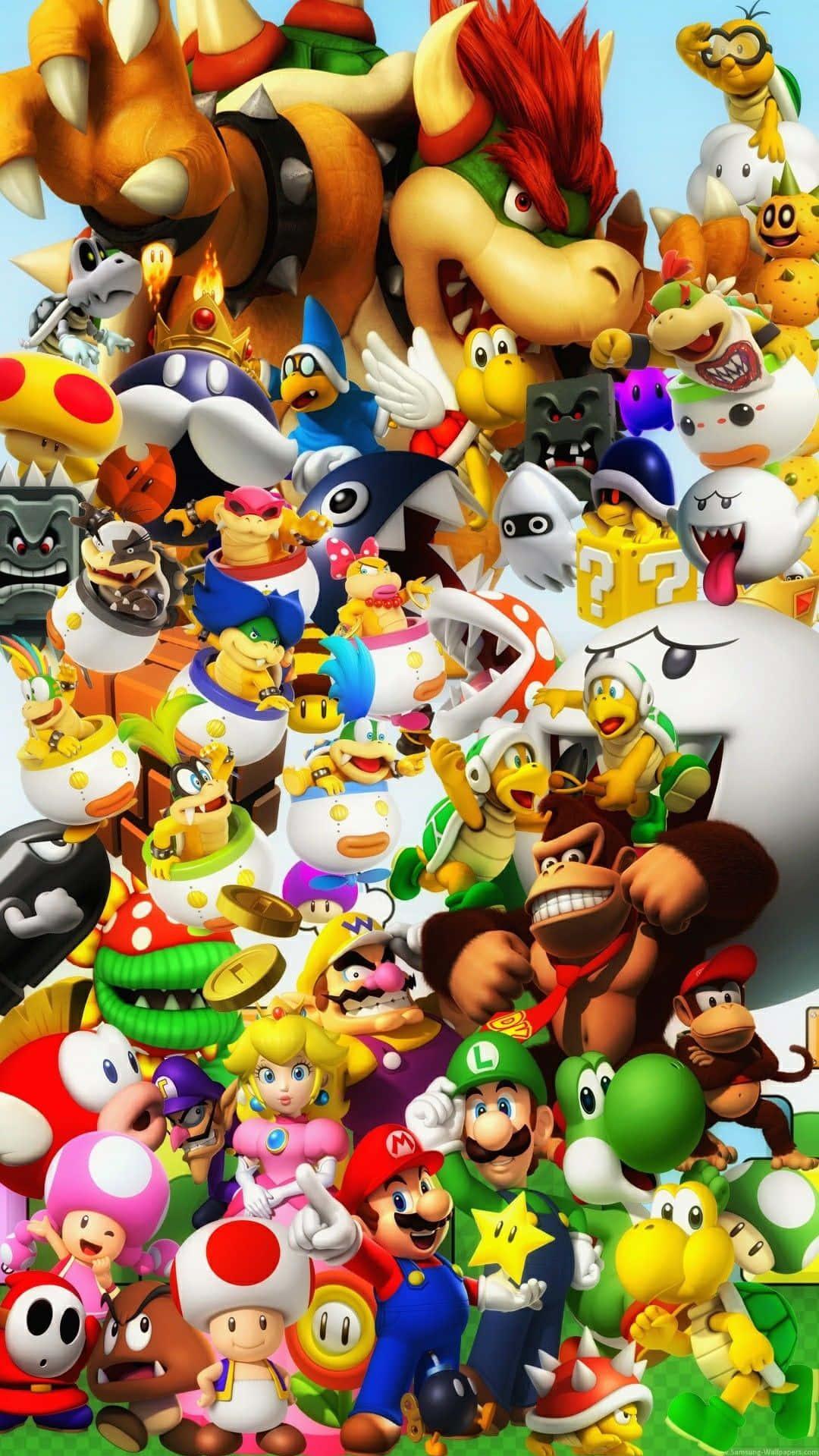 Download All Characters From Super Mario Iphone Wallpaper