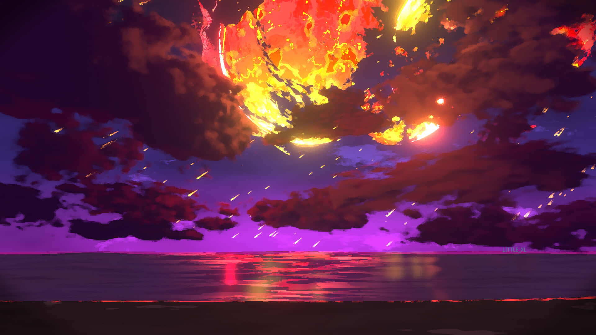 Enjoy The Beauty Of Red Aesthetic Anime Laptop Wallpaper