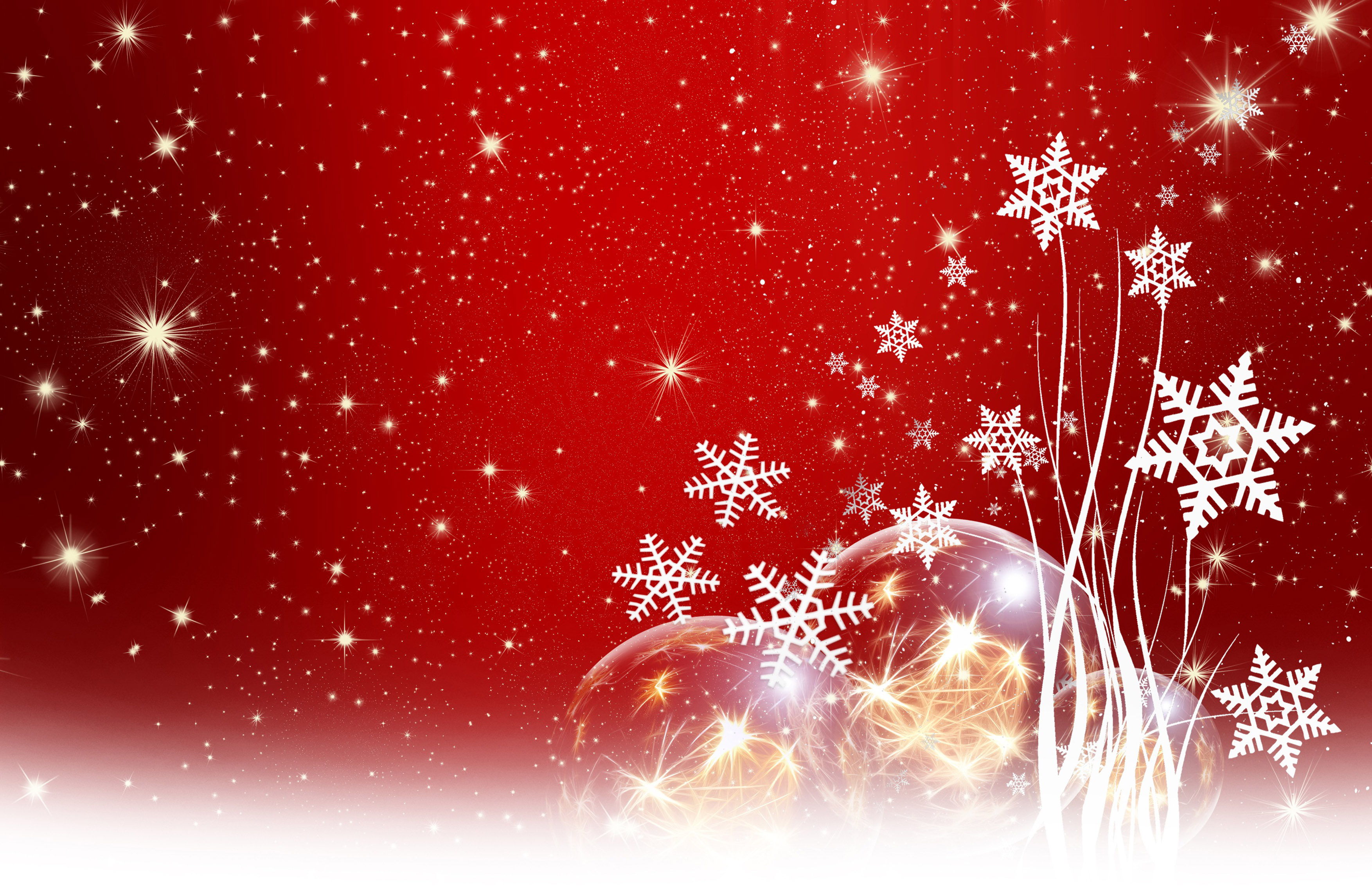 A festive Christmas background with snowflakes, sparkling lights, and a gradient red backdrop, perfect for holiday projects
