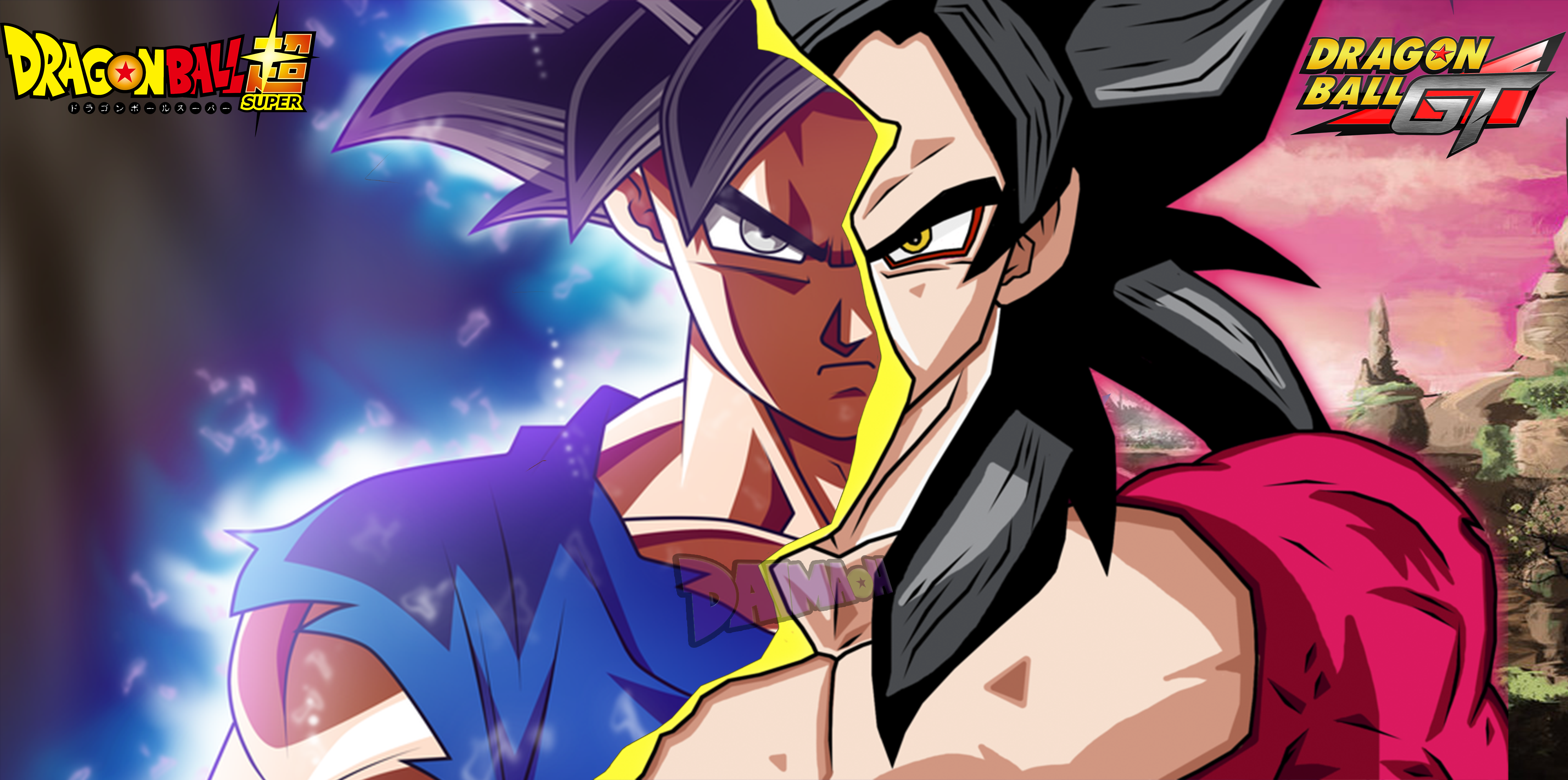 Goku Ultra Instinct X Super Saiyan 4 by daimaoha5a4 on 3840x1912