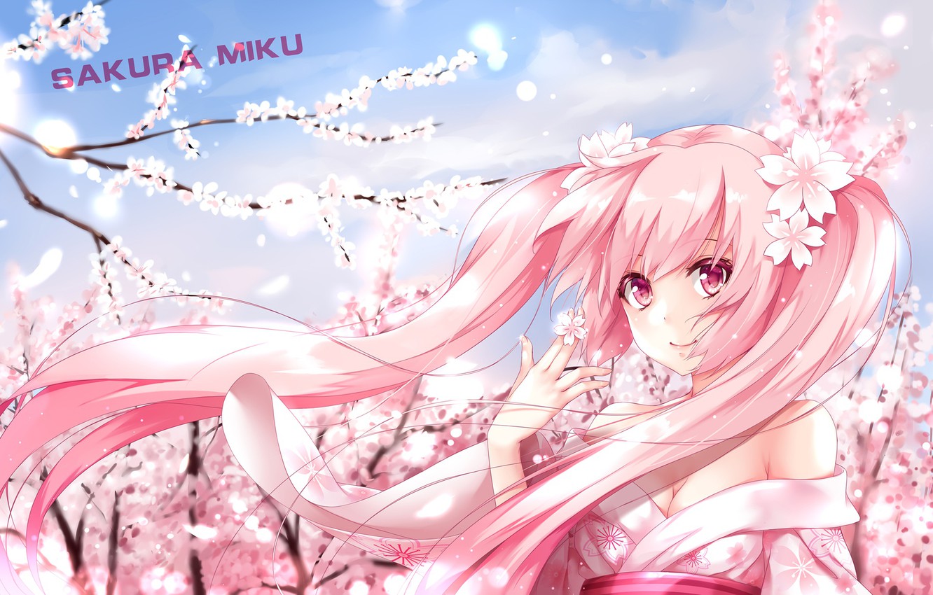 Wallpaper girl anime Sakura art vocaloid hatsune miku sakura