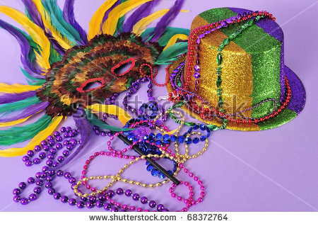 Mardi Gras Feathered Masks Shiny Party Hat