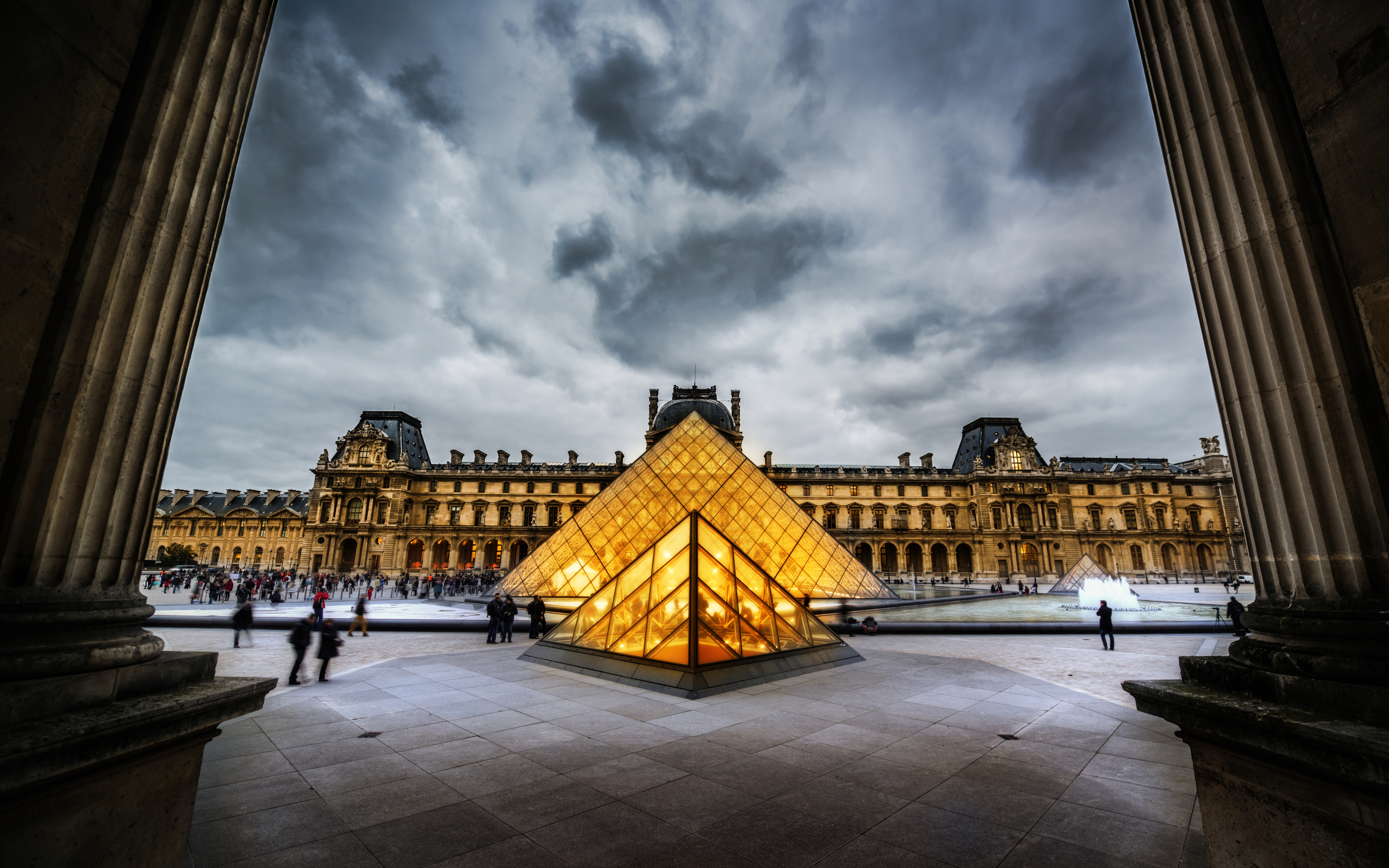 The Glowing Louvre Widescreen Wallpaper Wide
