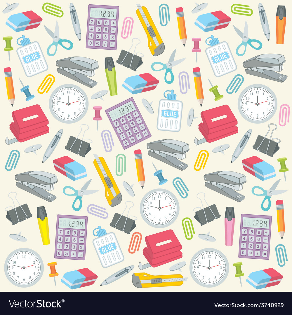 Office Supplies Seamless Background Royalty Vector