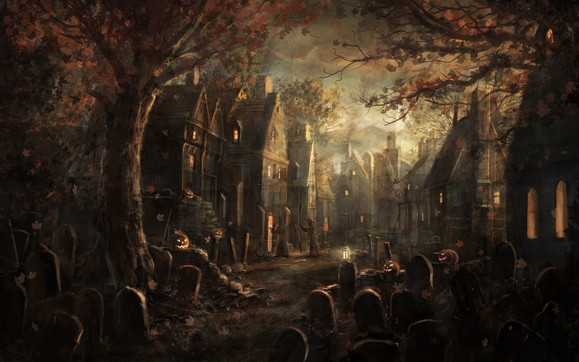 Dark horror gothic raven cemetery graveyard halloween wallpaper  1920x1200   30231  WallpaperUP