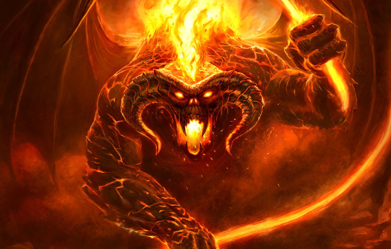 Wallpaper Figure Fire Monster The Lord Of Rings Flame