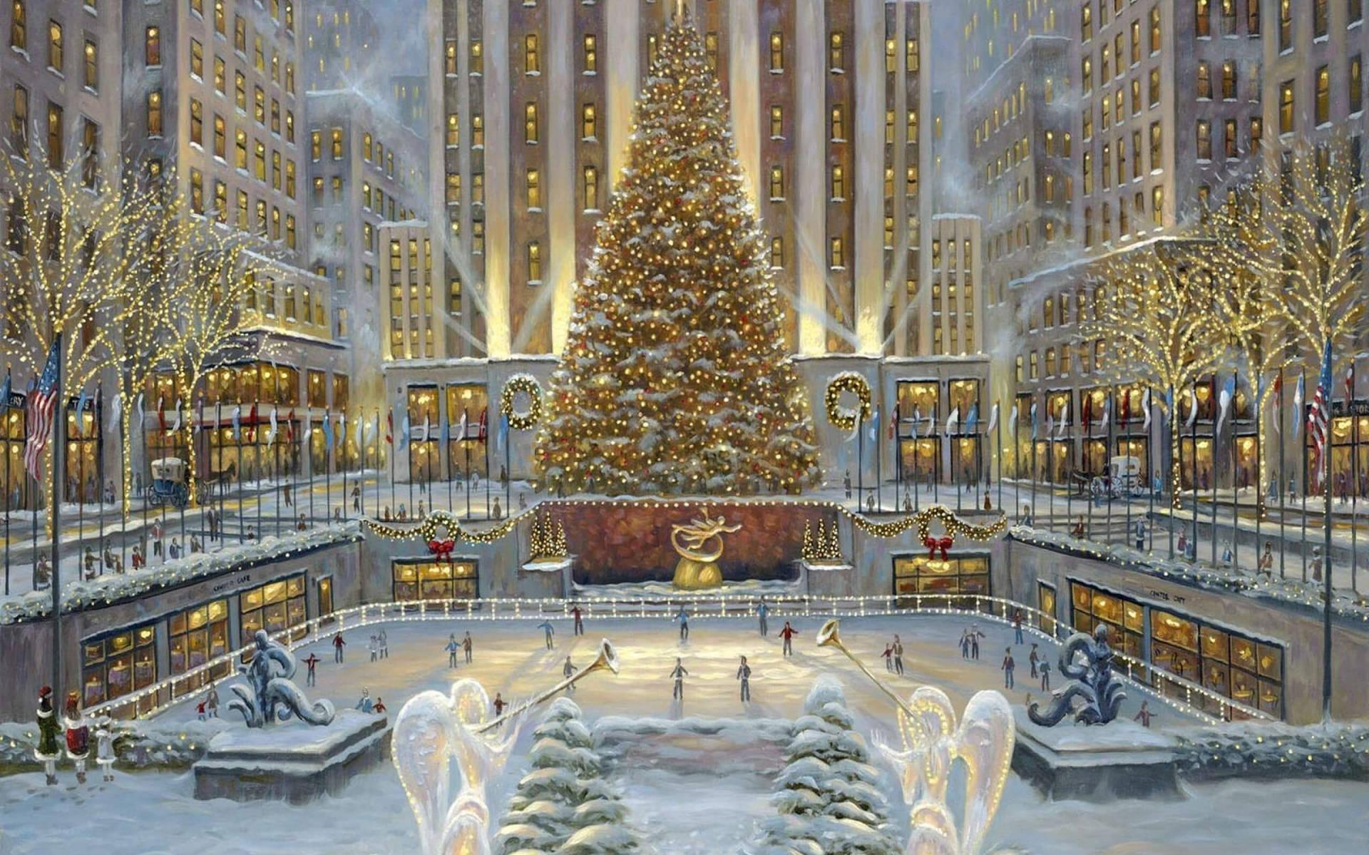 Christmas Rockefeller Center New York Puter Wallpaper