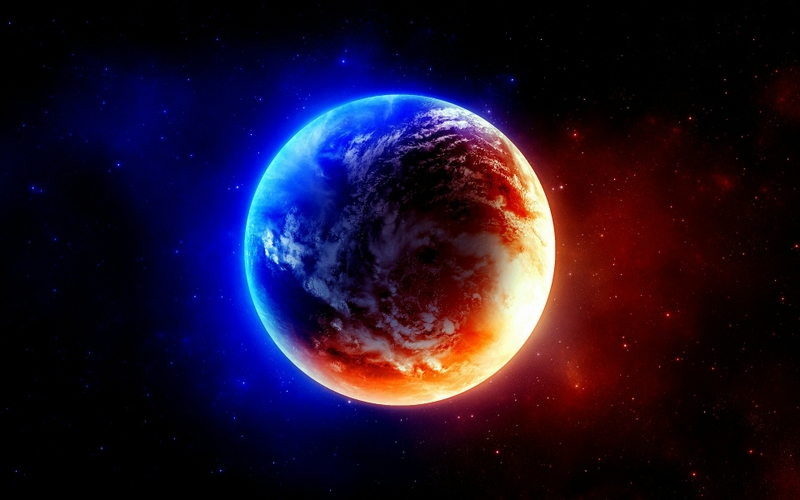 Outer Space Red Plas Earth Wallpaper