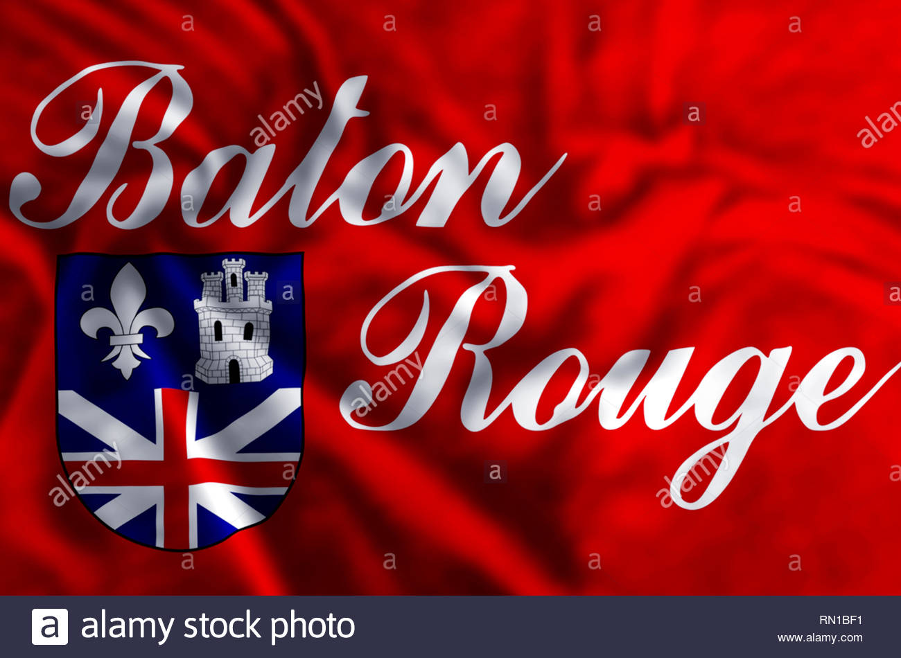 Baton Rouge Stylish Waving And Closeup Flag Illustration Perfect