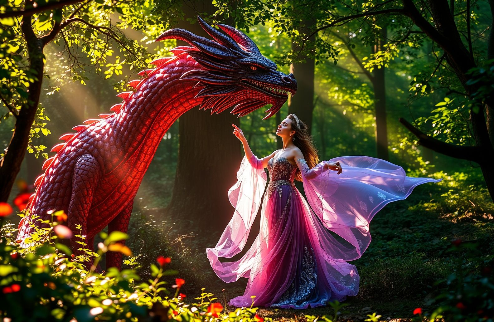 Woman And Dragon Wallpaper