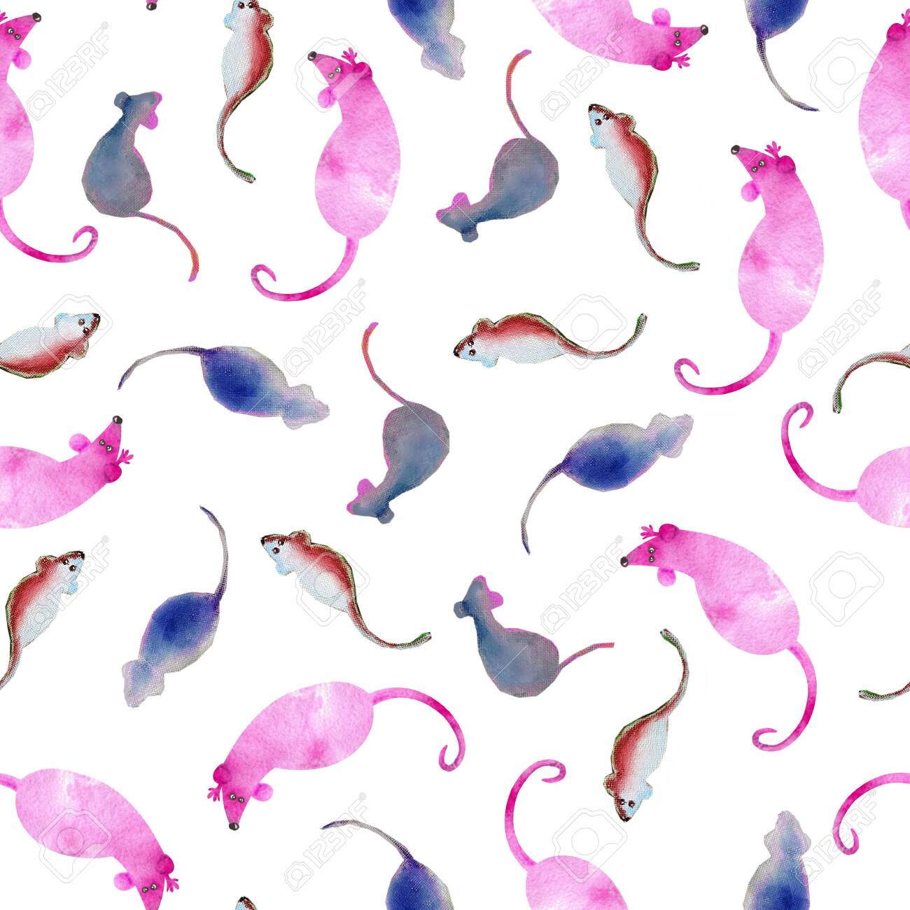 Seamless Pattern With Rat Mouse Symbol Of New Year And Christmas