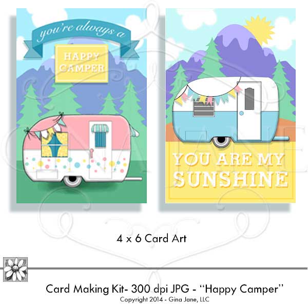 Printable Cards Graphics Happy Camper Part Number 1gja