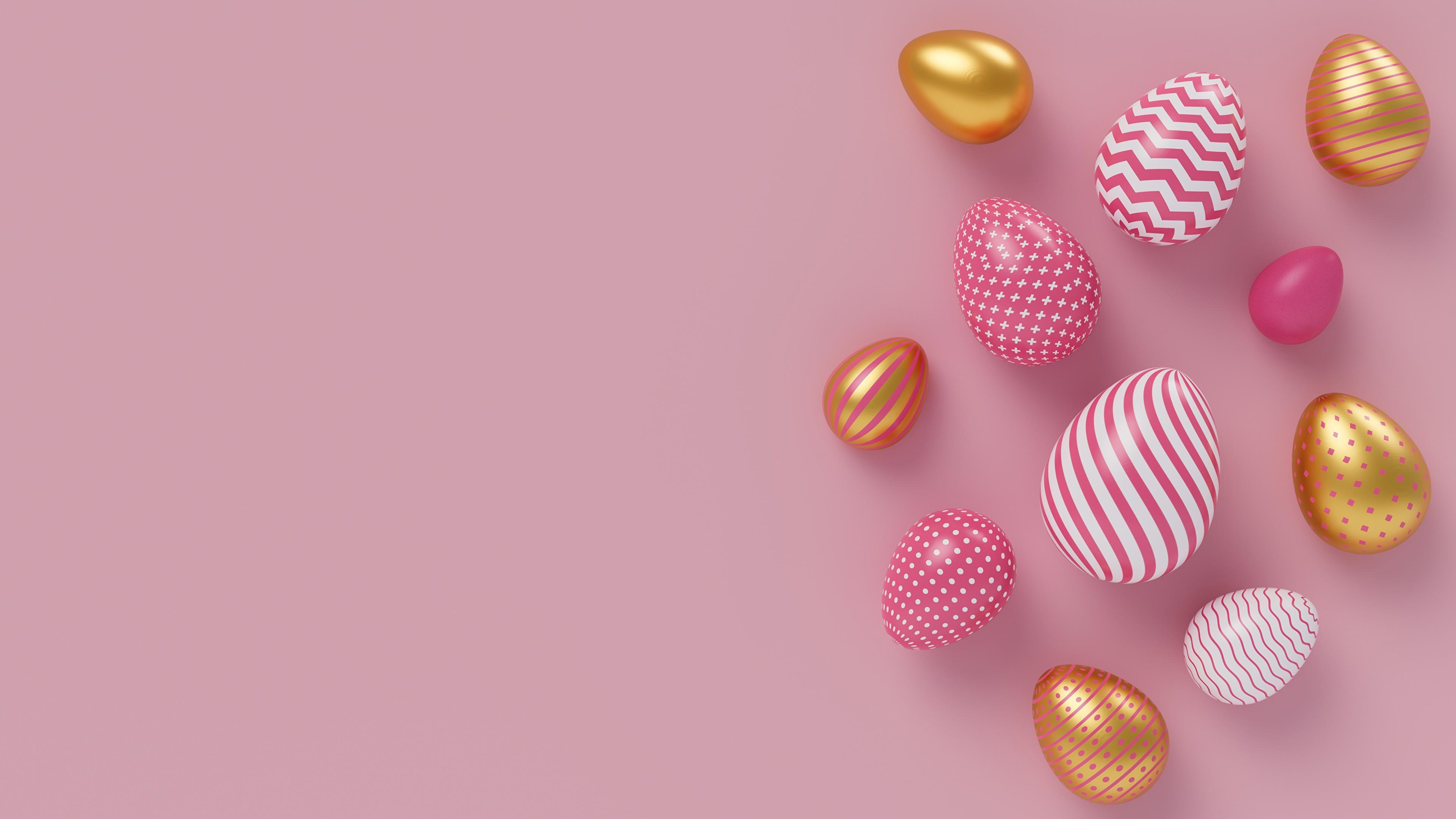 Photos Easter Eggs 3d Graphics Pink Background Template