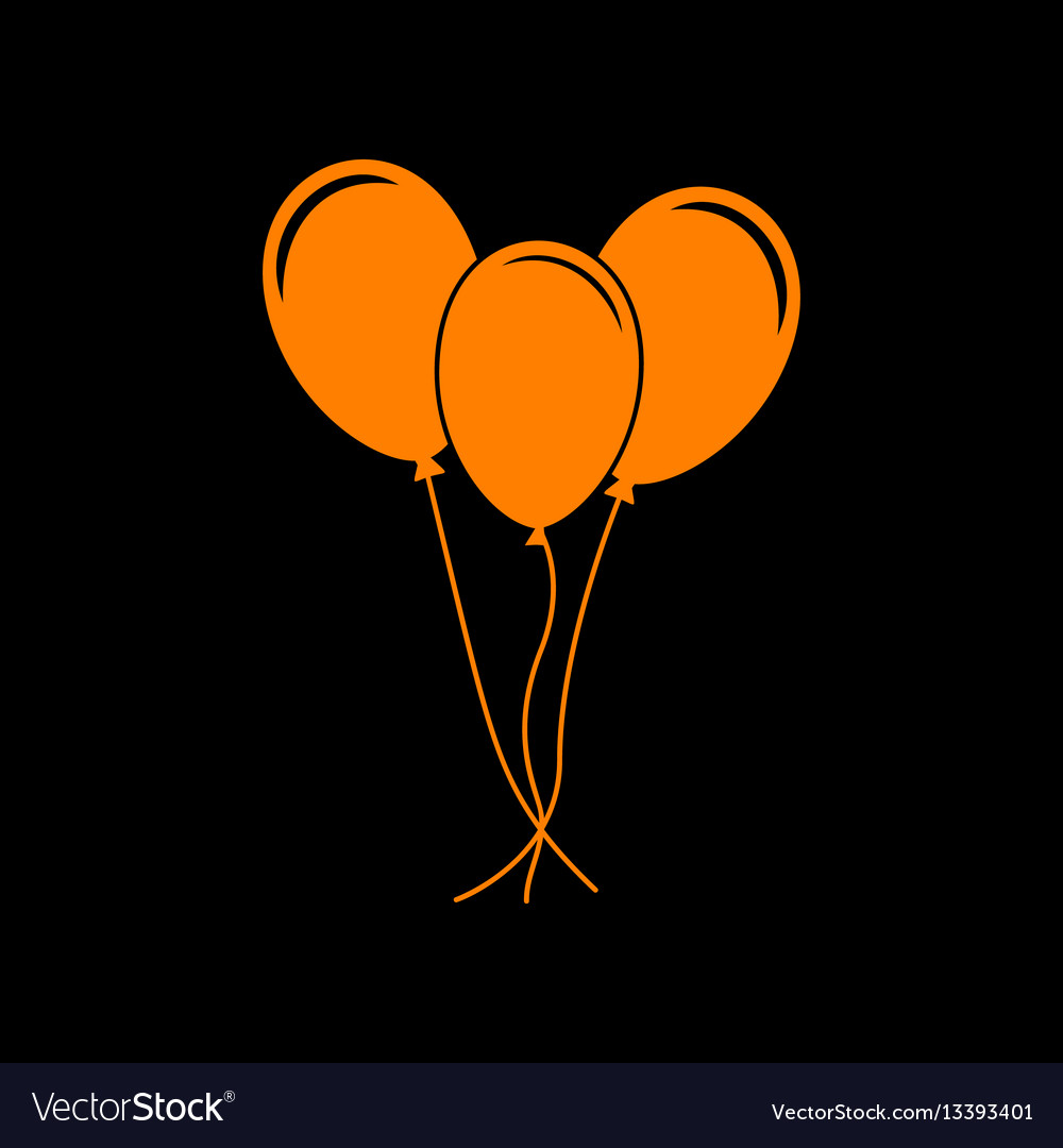 Balloons Set Sign Orange Icon On Black Background Vector Image