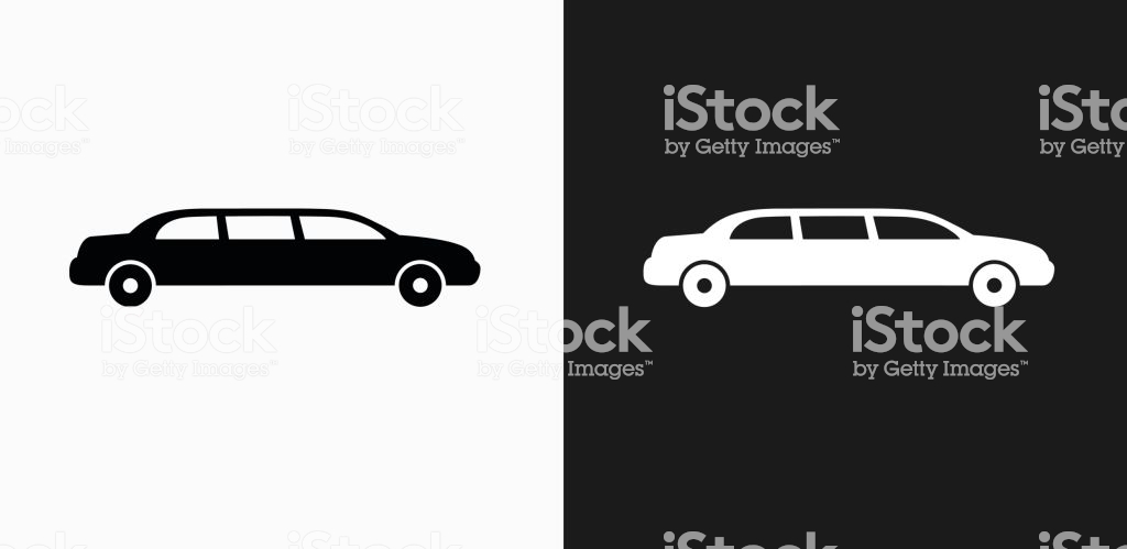 Limo Icon On Black And White Vector Background Stock Illustration