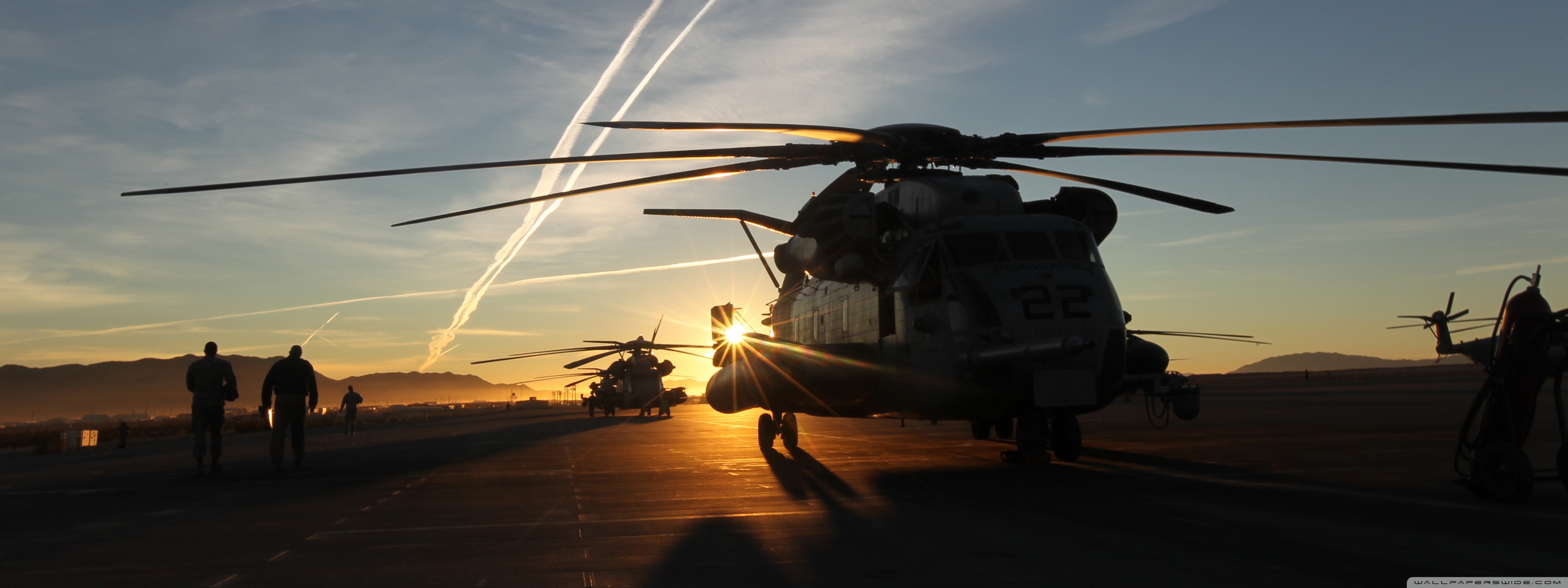 Helicopters In The Sunset Ultra HD Desktop Background Wallpaper