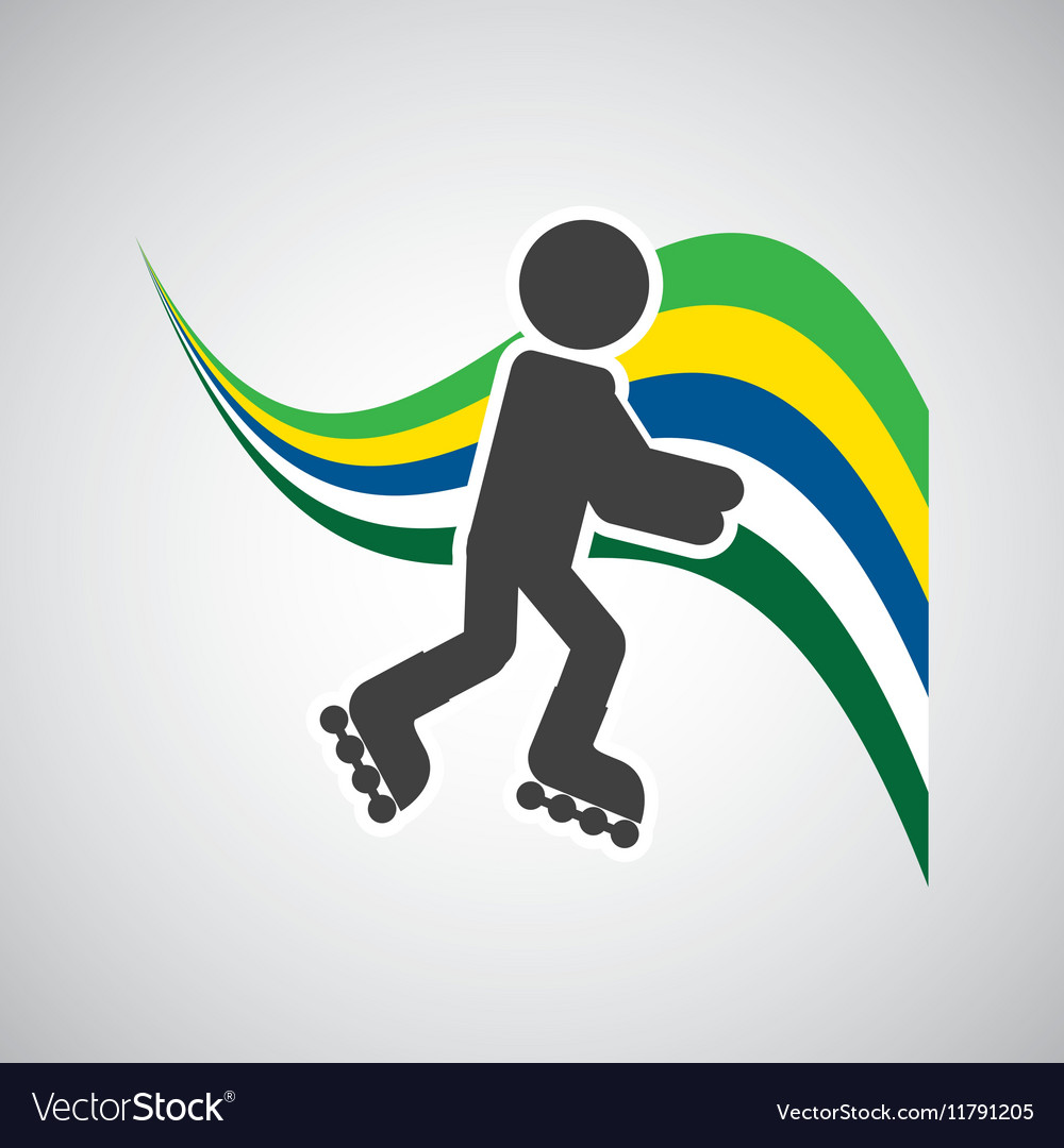 Roller Skate Sportsman Flag Background Design Vector Image