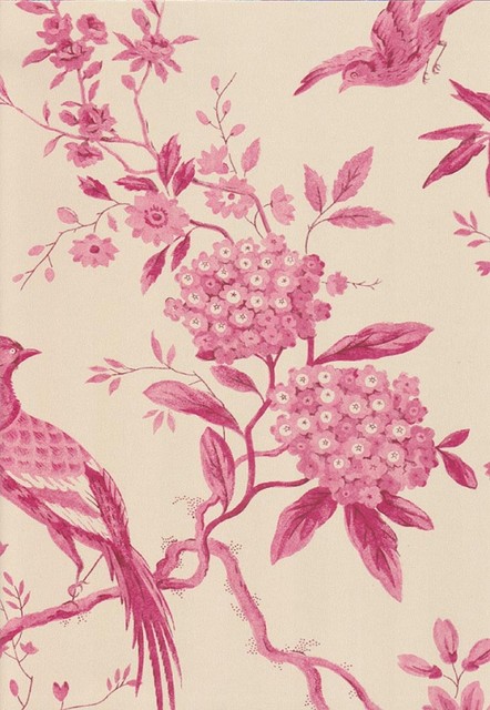 Toile Wallpaper Cerise Asian By Fabrics Papers