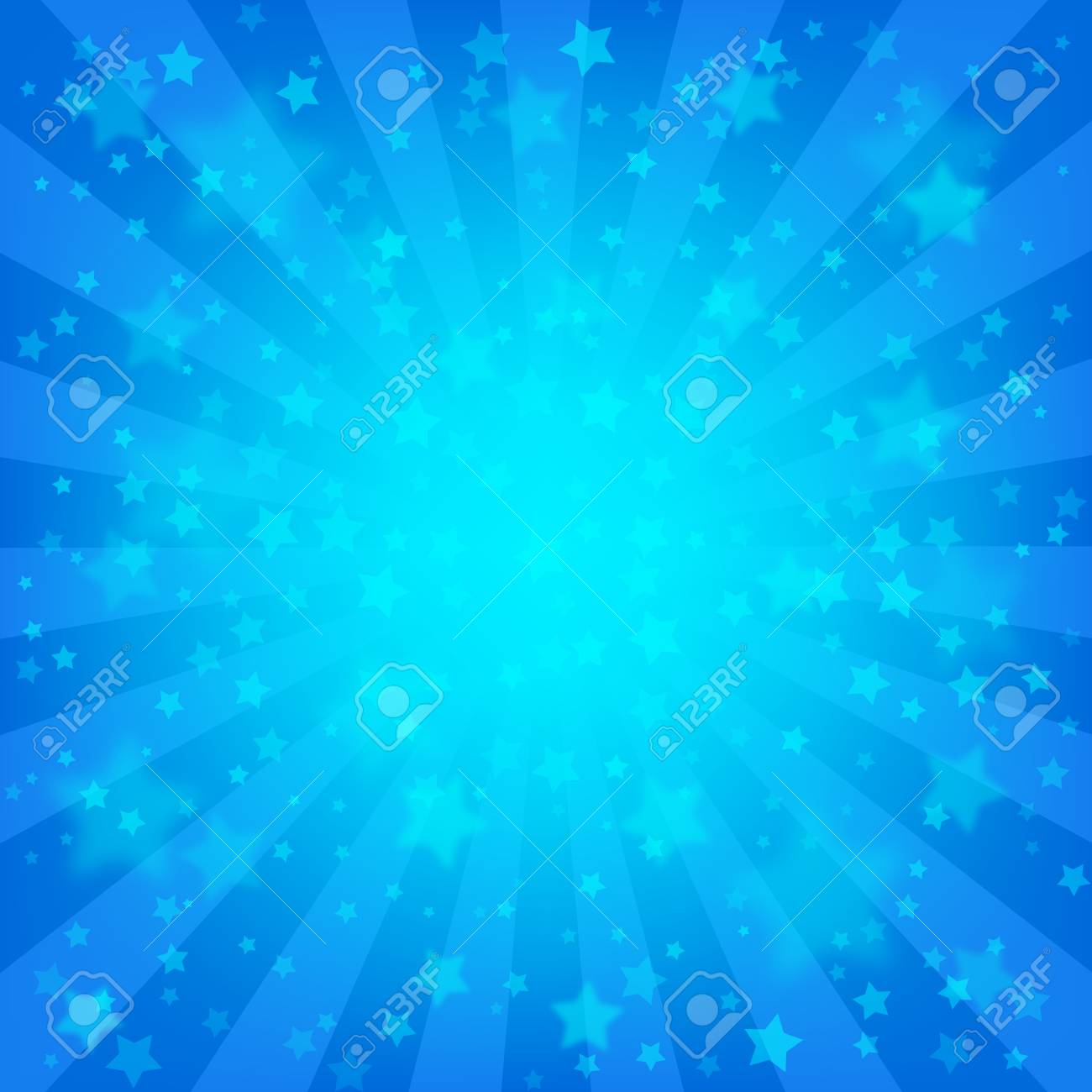 Bright Blue Rays Background Lot Of Stars Vivid Wallpaper