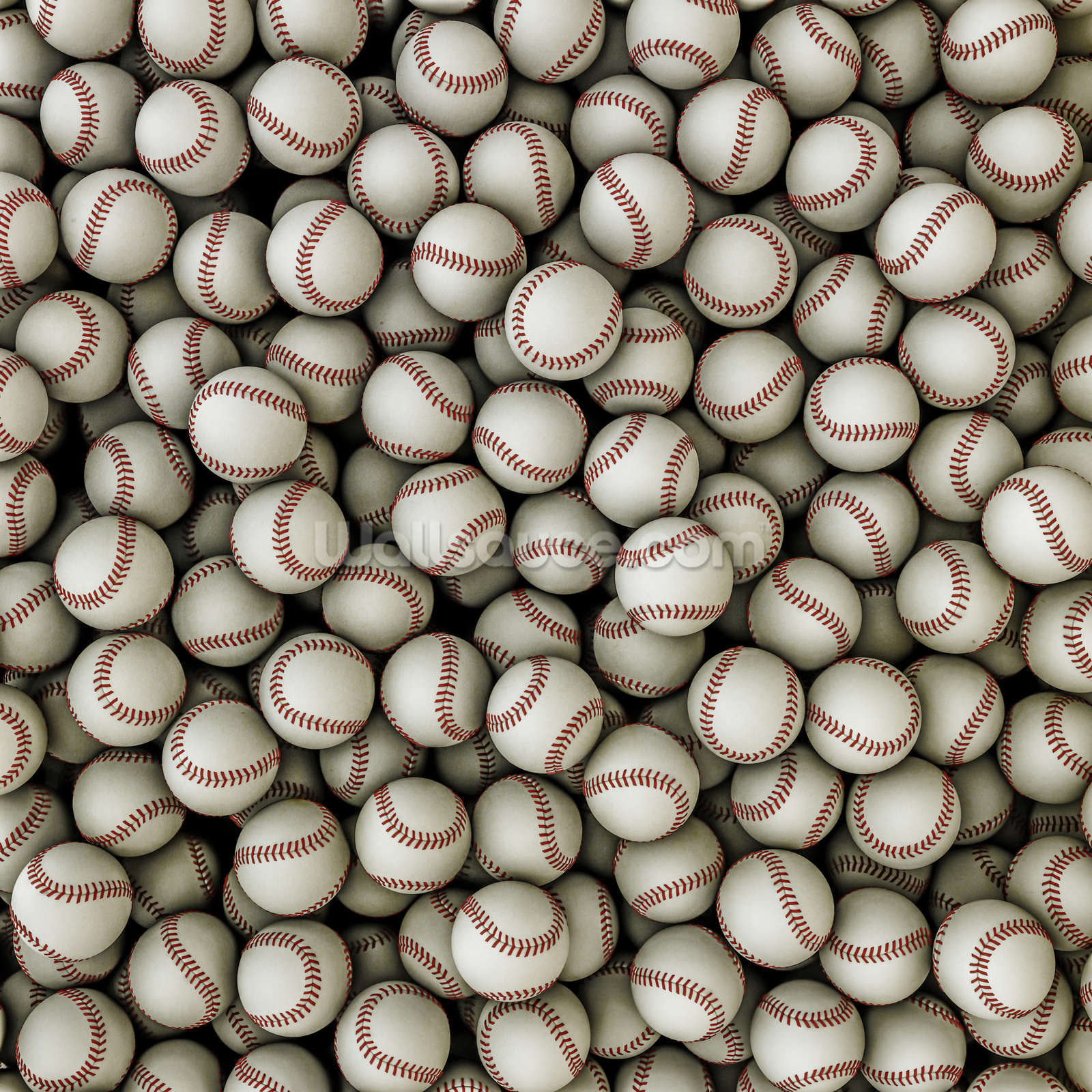 A pile of baseballs, filling the frame