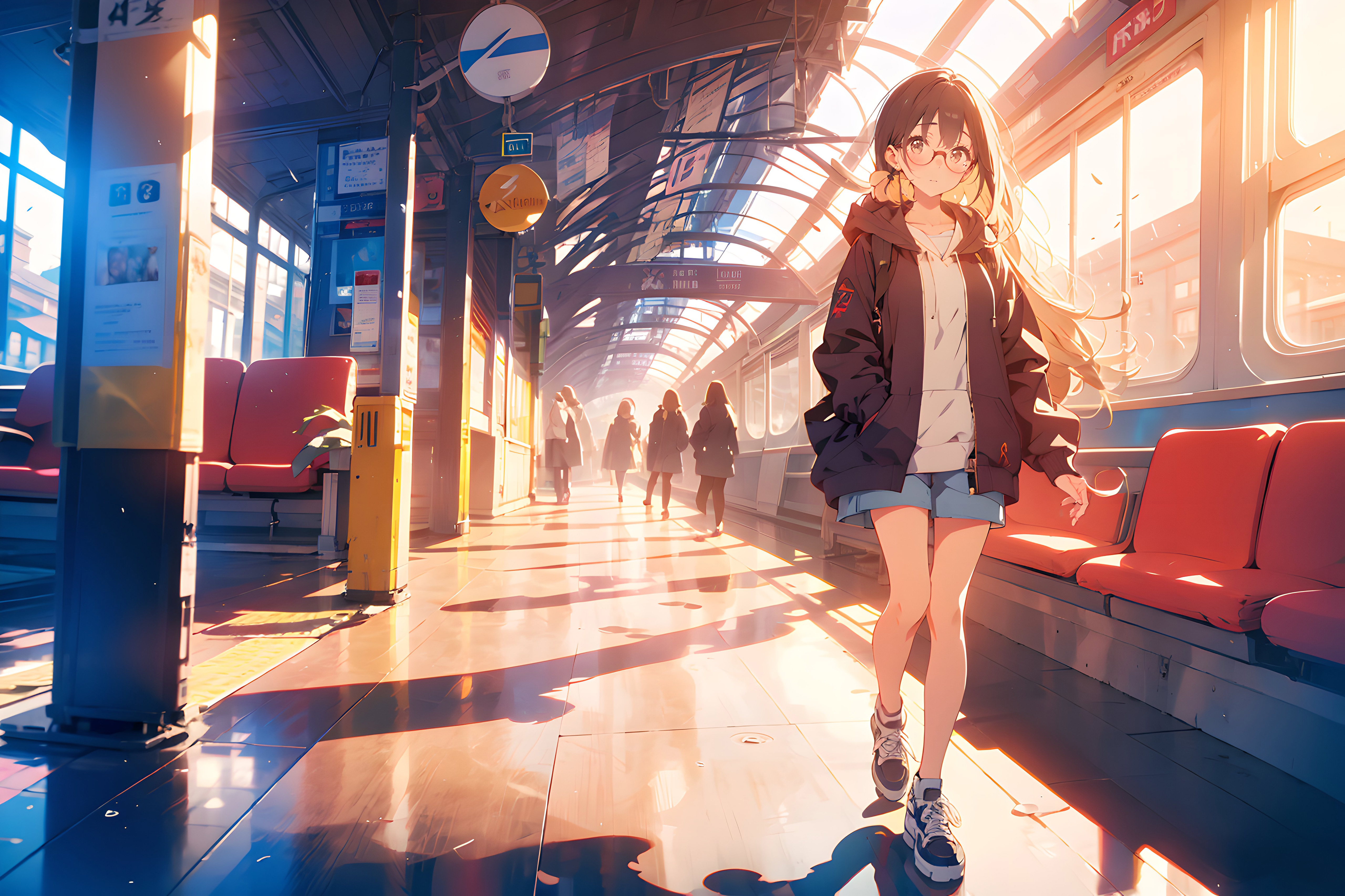 Anime Girl Walking On Platform Wallpaper HD 4k Image