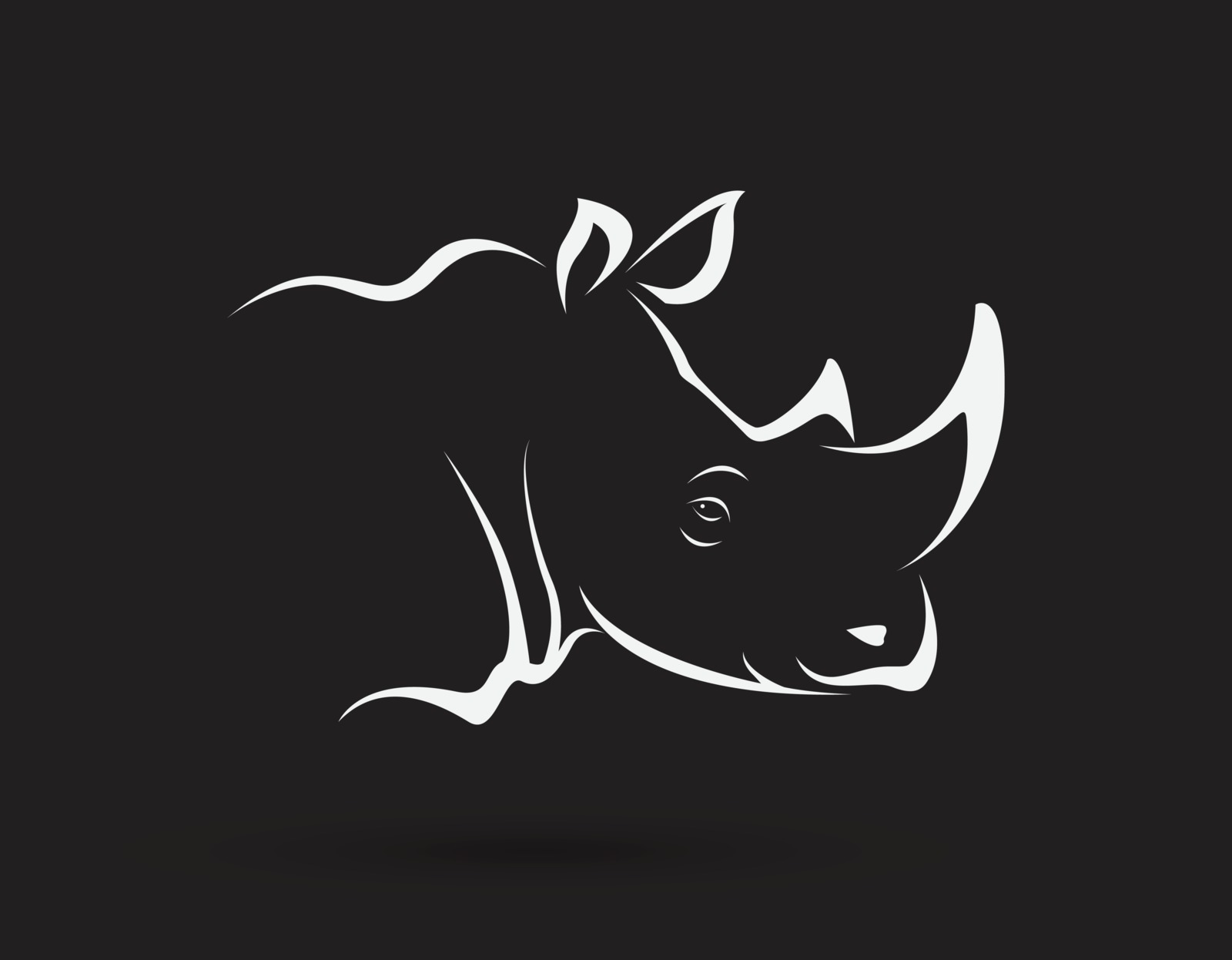 Vector Of Rhino Head On Black Background Wild Animals Easy Edi