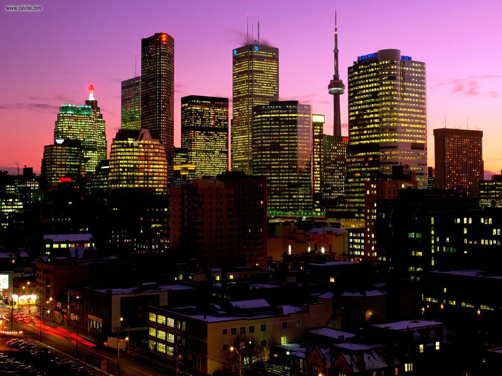 Buildings City Toronto At Dusk Ontario Canada Picture Nr