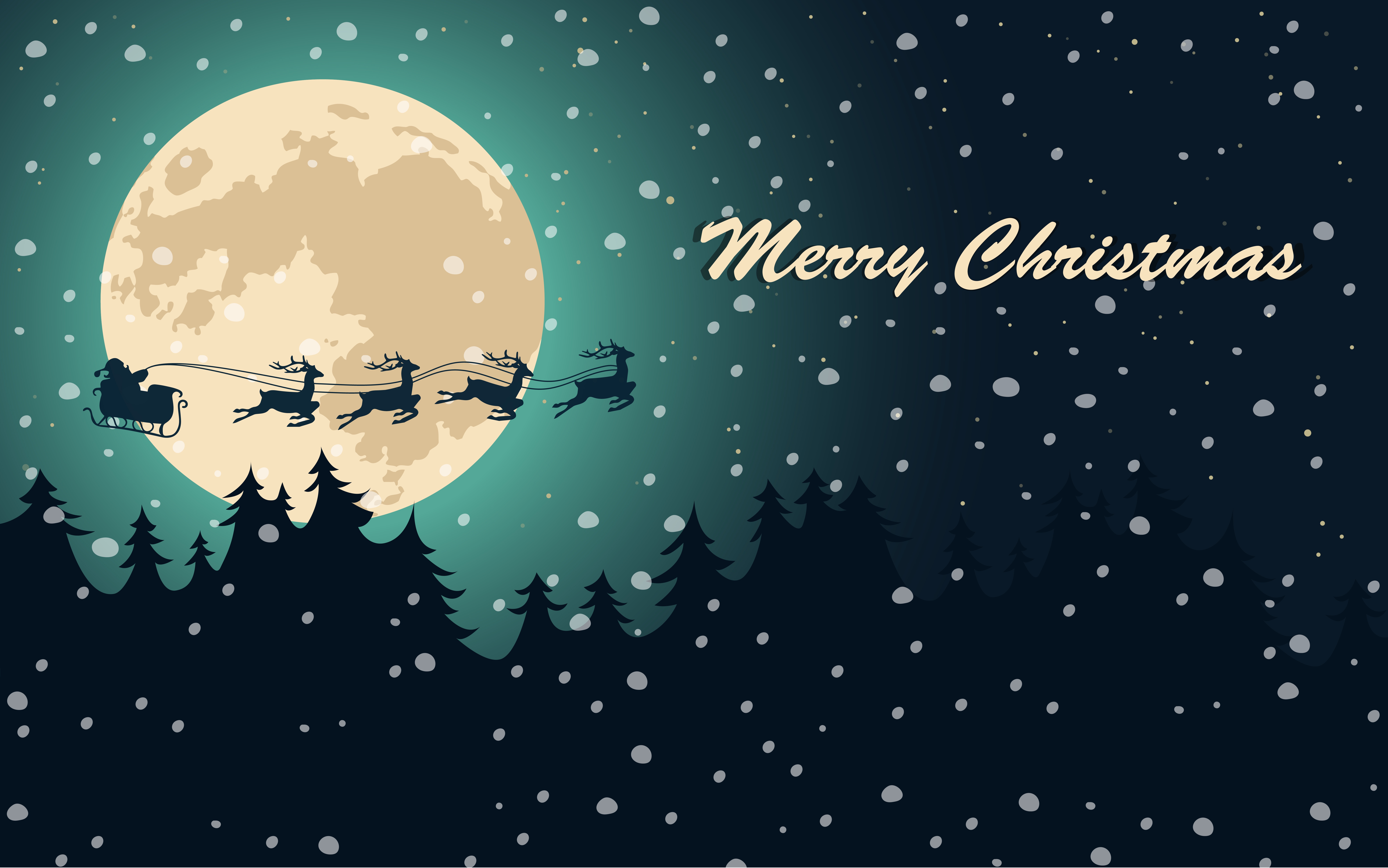 Moon Merry Christmas Holiday 8k Ultra HD Wallpaper