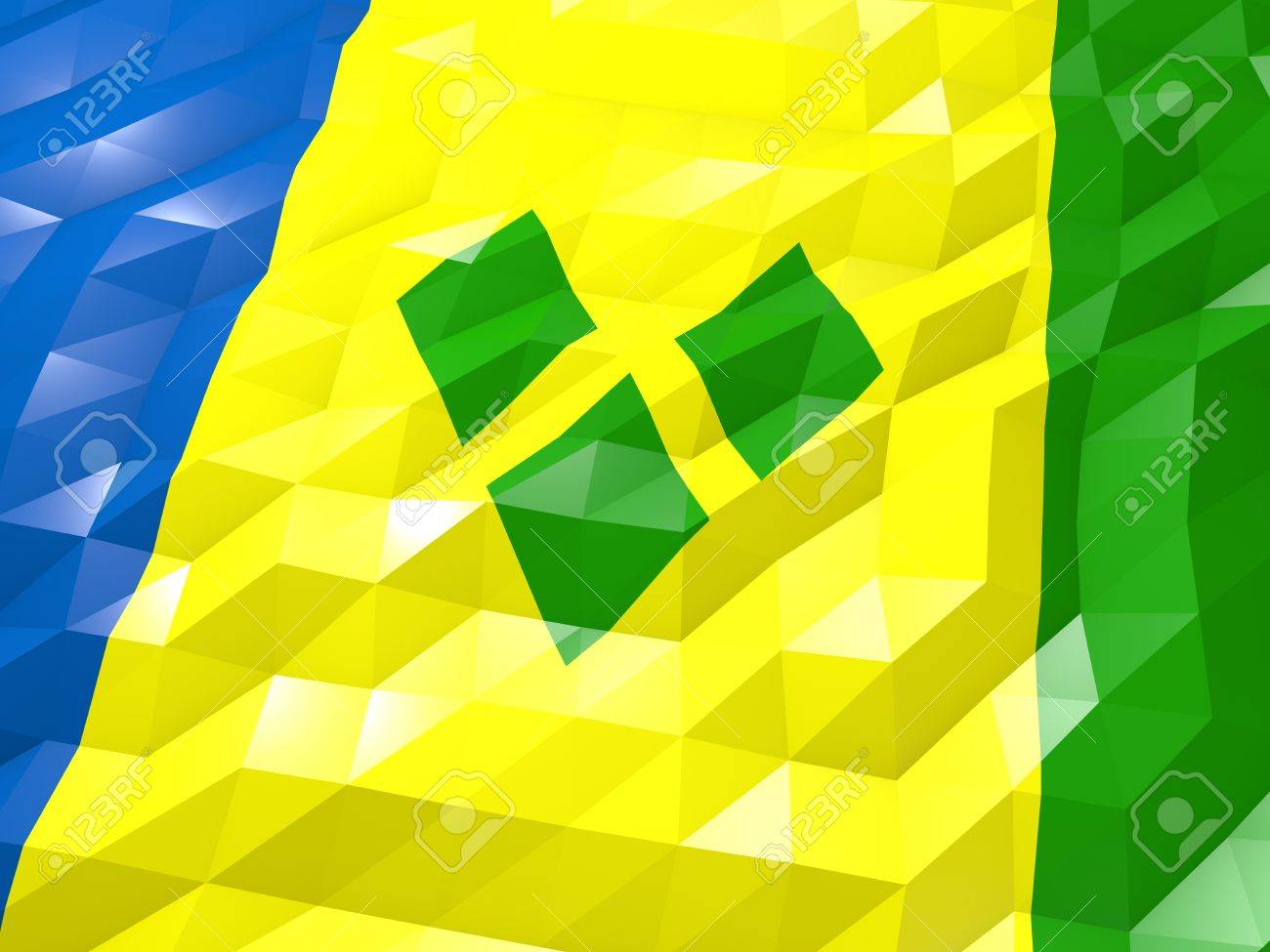 Flag Of Saint Vincent And The Grenadines 3d Wallpaper Illustration