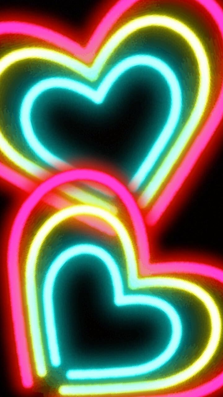 HD wallpaper heart illuminated neon red heart shape black background   Wallpaper Flare