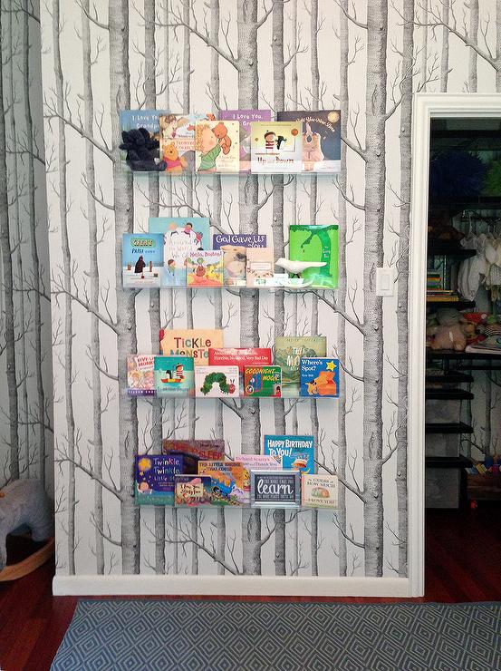 Nursery Cole And Sons Woods Wallpaper Acrylic Wall Bookshelf Jpg