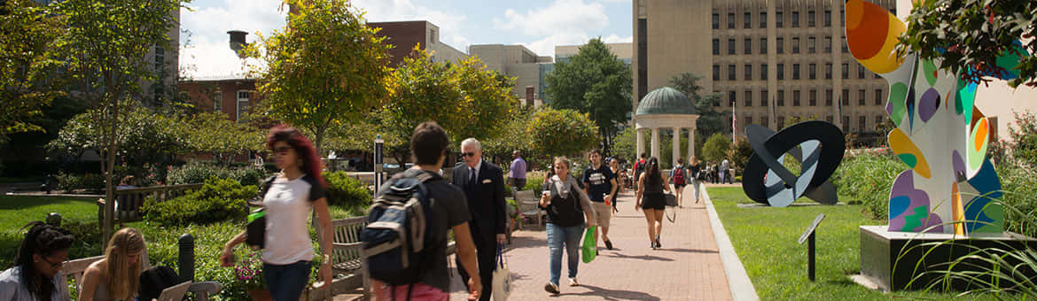 Energized Students Walking Across The Campus Of George Wallpaper