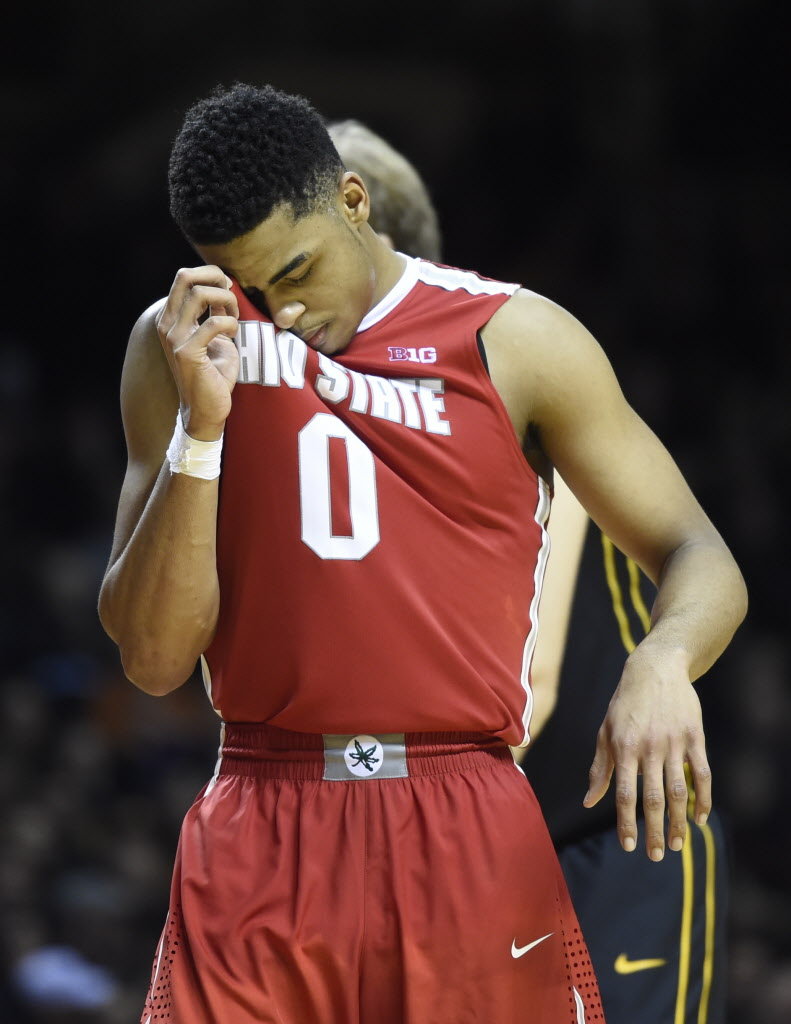 Ohio State Guard D Angelo Russell Wipes Sweat Off During Overtime Of