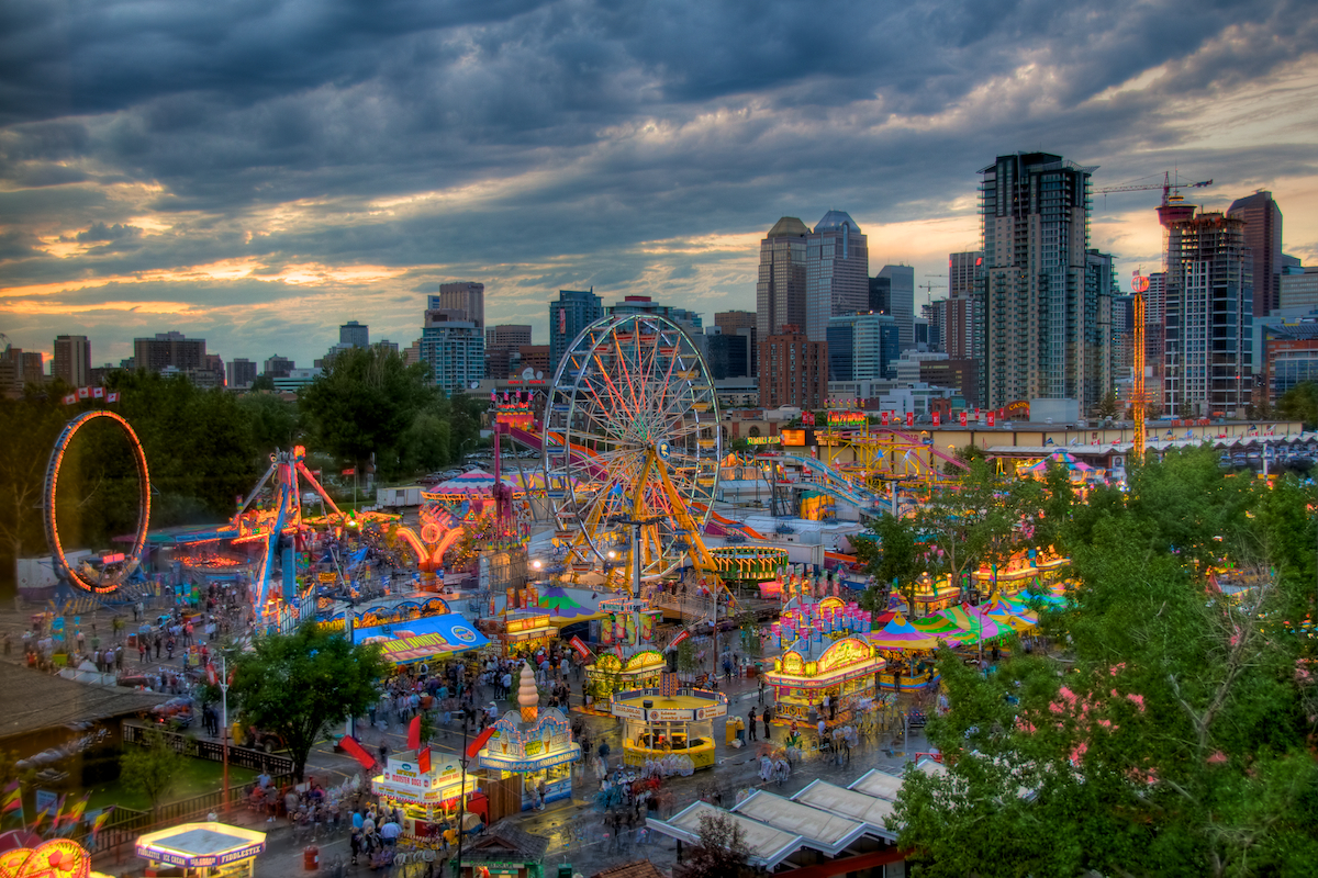 Free download of the Calgary Stampede with the Calgary skyline in