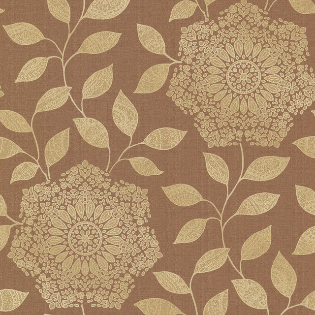 Shirazi Copper Bohemian Floral Wallpaper Swatch Traditional