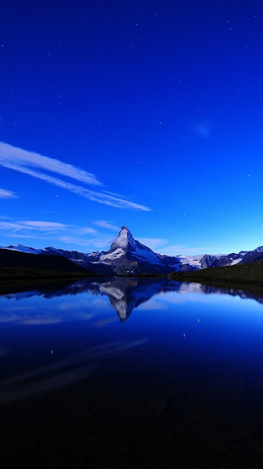 1080x1920 Wallpaper lake stars sky twilight mountain romanticism