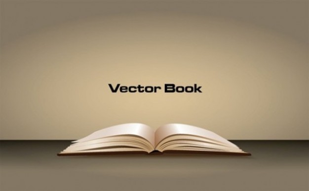 With Opened Book On Brown Surface Background Vector