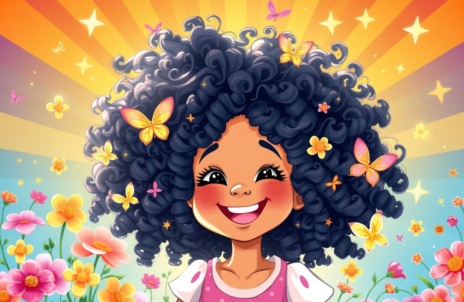 Curly Girl Cartoon Wallpaper