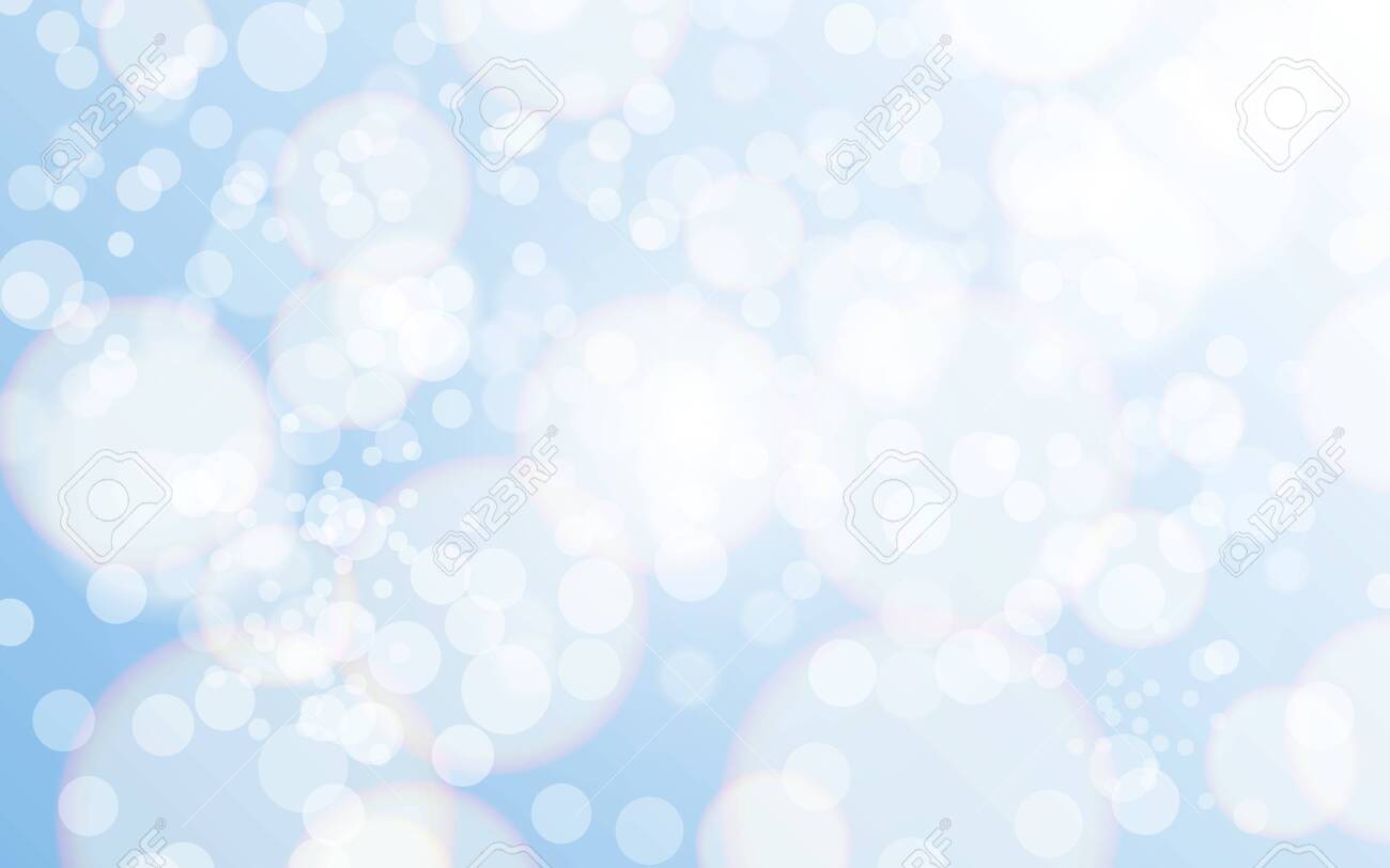 Christmas Bokeh Background Blue Defocused Wallpaper With White