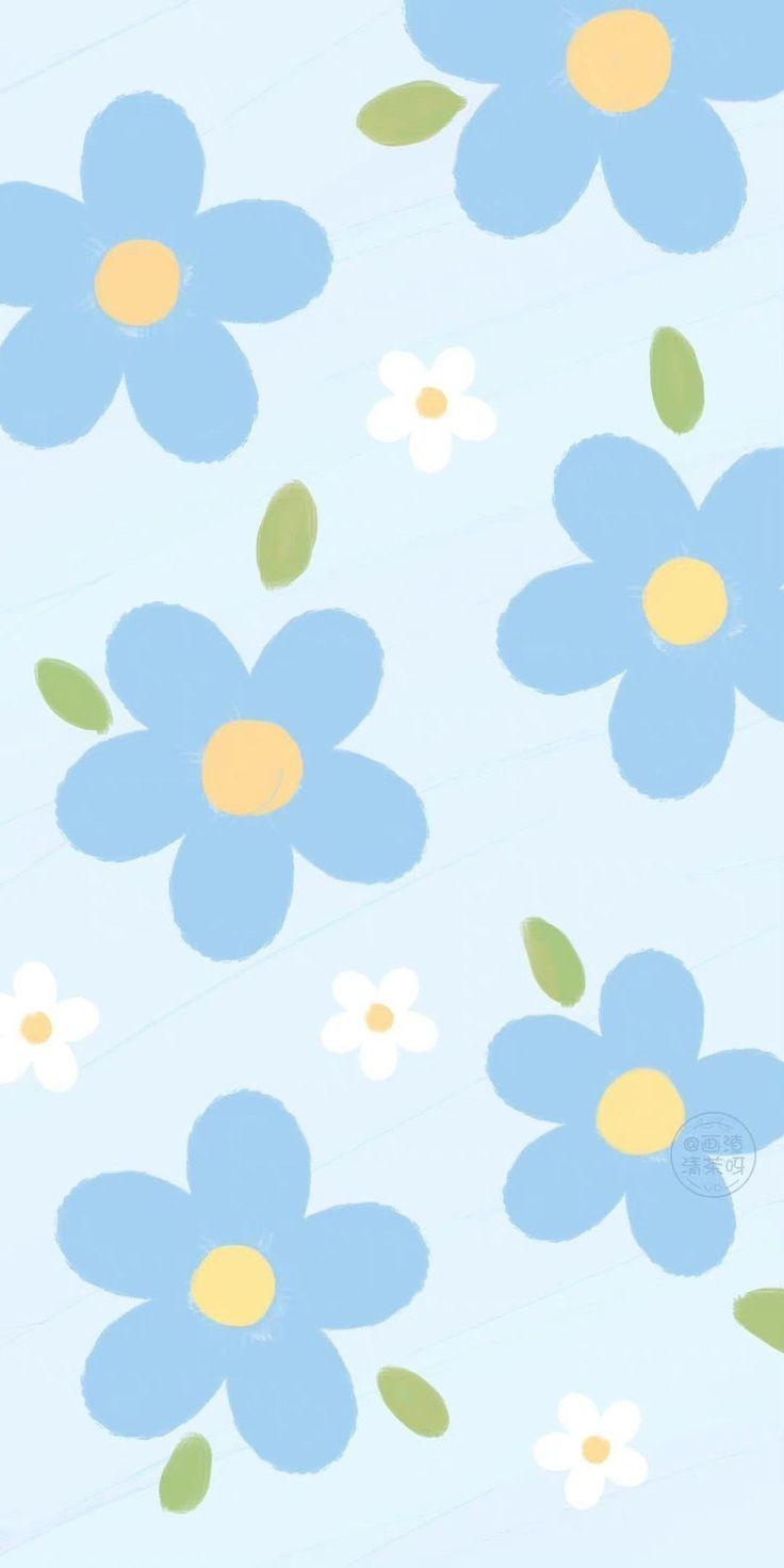 K Bra Merve On Pun In Cute Flower Wallpaper Blue