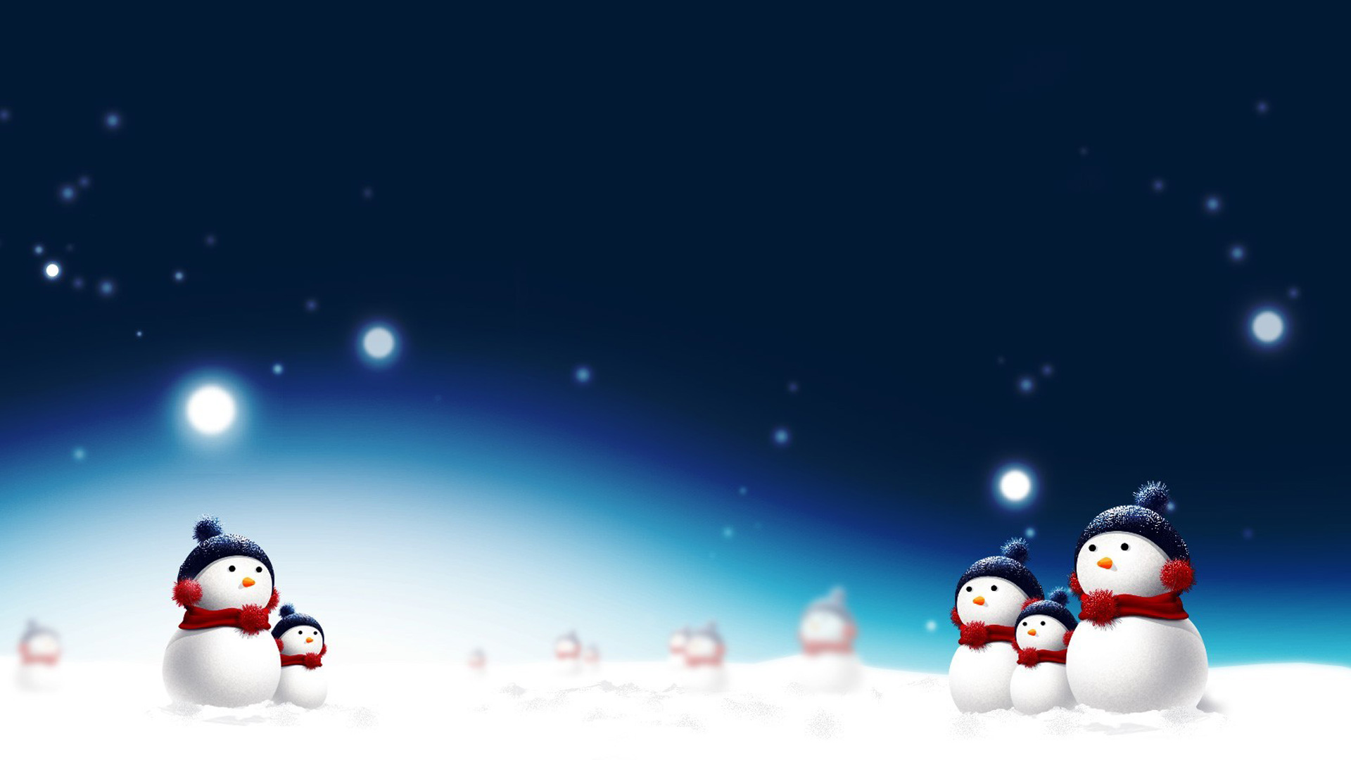 Snowman In Christmas Night