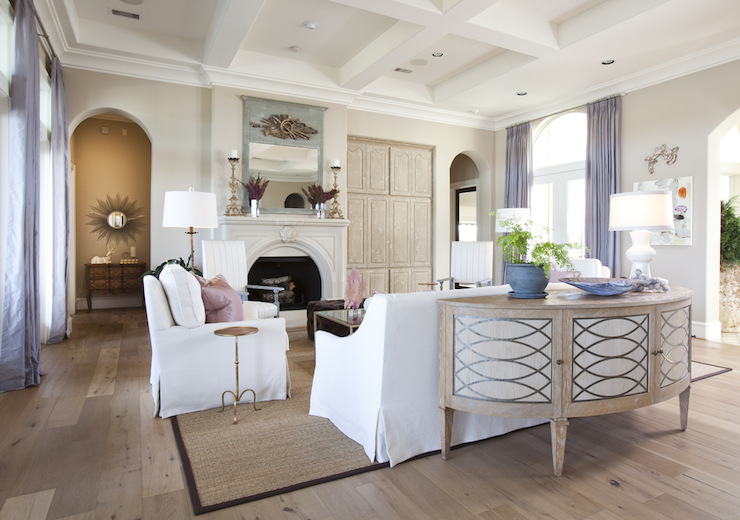 Modern French Pink Lilac Purple Living Room With Arched Doorways