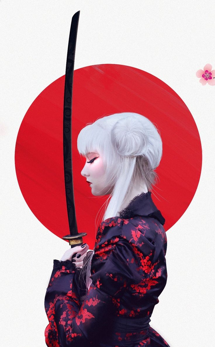Girl Warrior Samurai Cherry Blossom Art Wallpaper