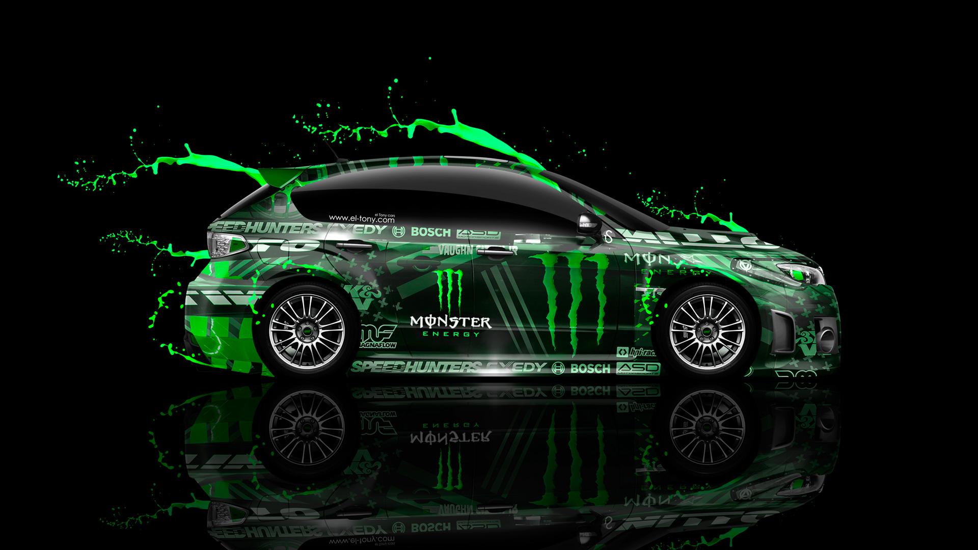 Monster Energy Subaru Impreza Wrx Sti Jdm Side Green Live Colors Car