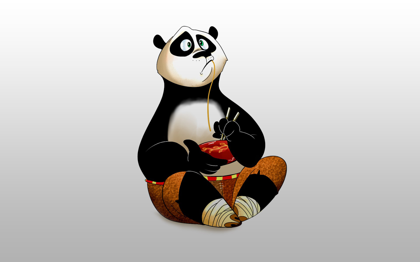 Kung Fu Panda Eating Noodles Cartoon HD Wallpaper Desktop