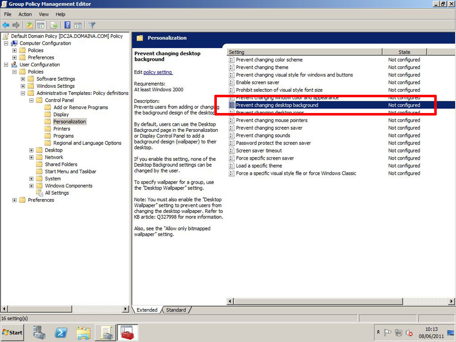 50] Setting Wallpaper with Group Policy on
