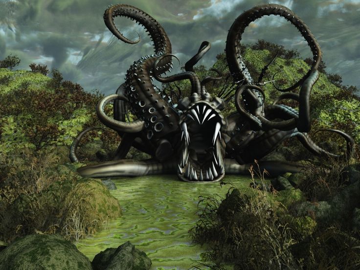 Scary Monster Evil Beast Creature Dark Fangs Fantasy Octopus Wallpaper