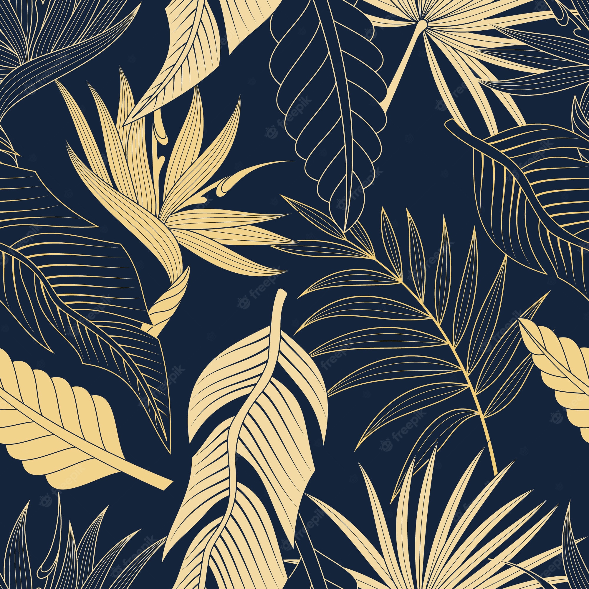 Premium Vector Seamless pattern with tropical leaves elegant